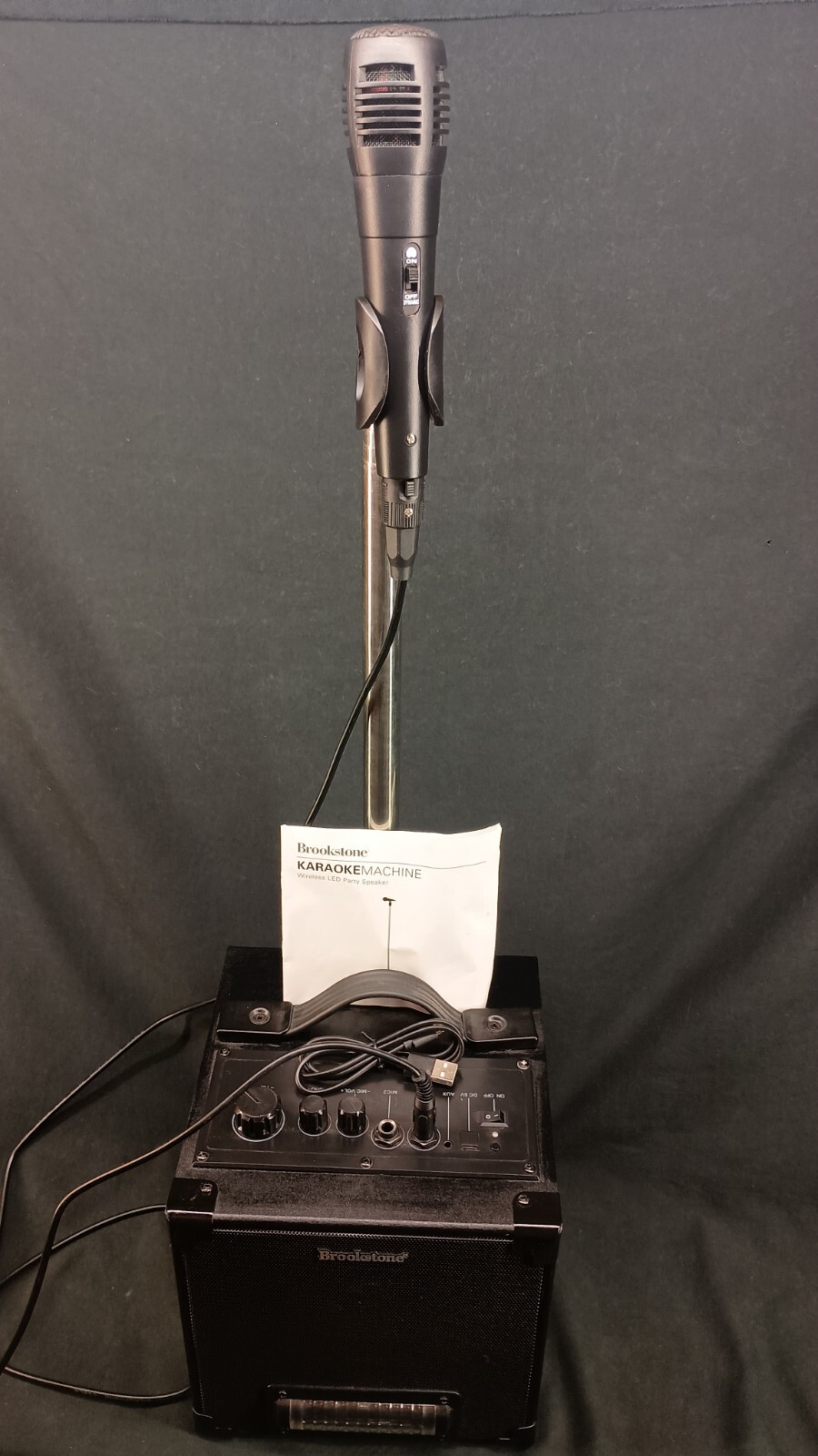 Bluetooth Karaoke Machine Wireless Speaker  Microphone, LED & Adjustable Stand~