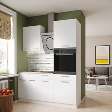 Küche ALINA mit Hochschrank 170 cm Küchenzeile Einbauküche Weiß Matt