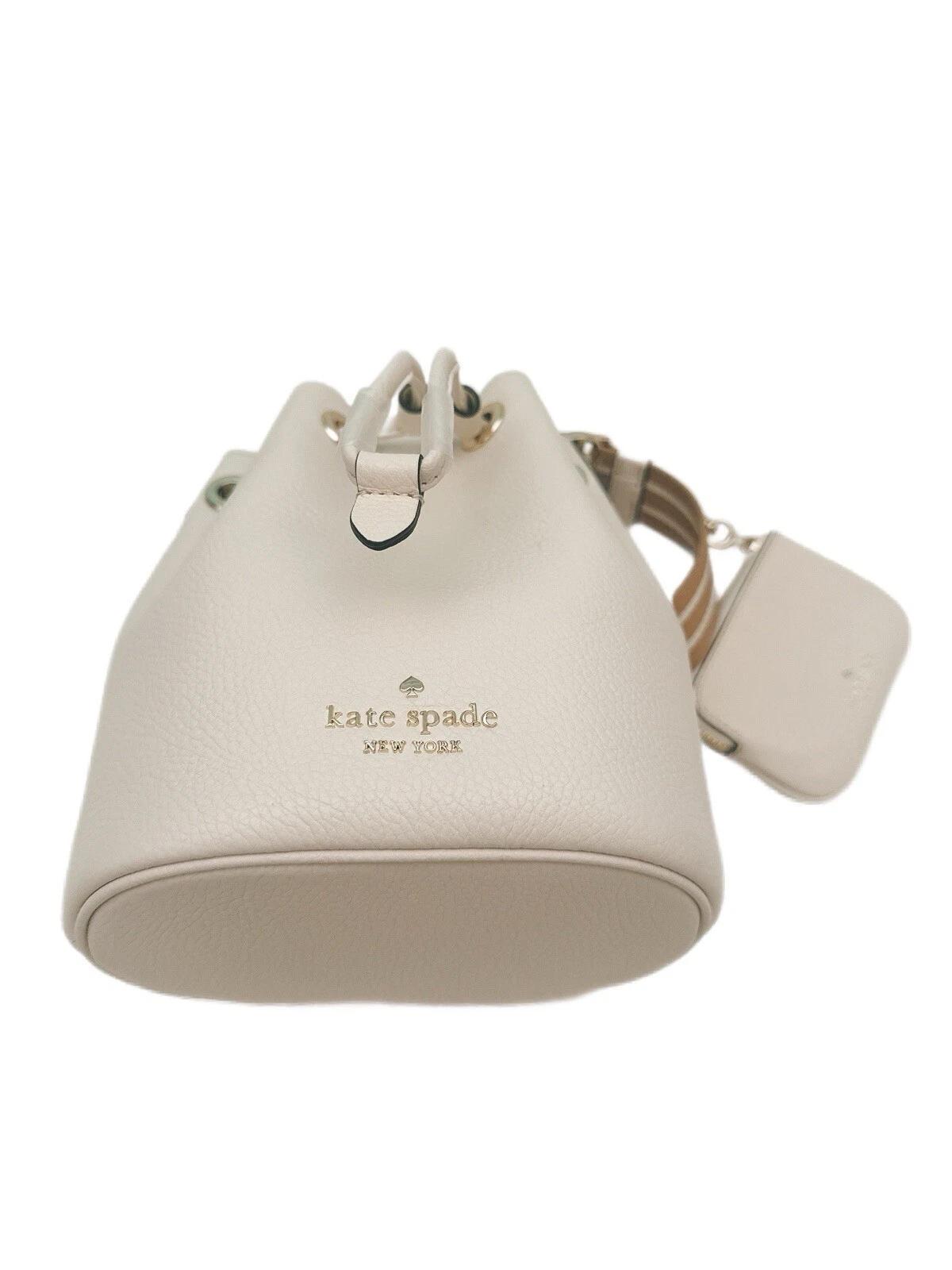 Kate Spade Rosie mini borsa a secchiello borsa in pelle bianca avorio con bambino (borsa portamonete)