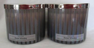 White Barn Bath & Body Works 3-wick Scented Candle SWEET WHISKEY Set Lot of 2