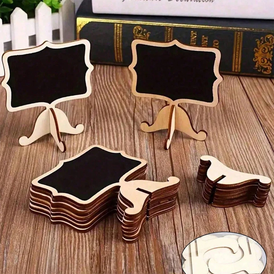 10pcs Mini Wooden Chalkboard Signs with Stand for Catering Supply Buffet Display - Image 2 of 4