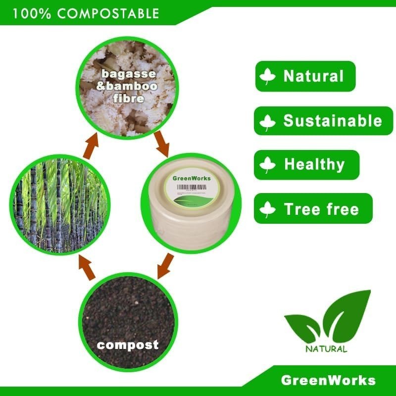 100 Count 24 OZ Compostable Bowls Natural Unbleached Biodegradable ...