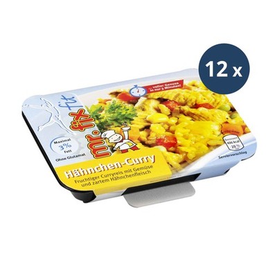 (7,76 EUR/kg) 12x Mikrowellengericht Hähnchen Curry Ready to eat | Notreserve