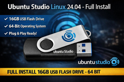 Ubuntu Studio Linux 24.04.4 - 64Bit - Full Install 16GB USB Flash Drive