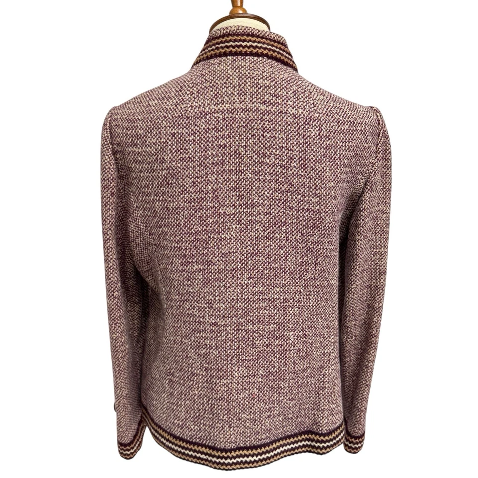 Blazer Vintage Bass New York Tweed Borgoña Oro Borgoña Bolsillos Hecho en Unión EE. UU. M/L Foto 4 de 4