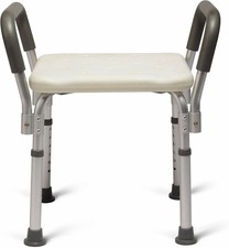 Rose HealthCare Bath Bench Shower Seat with Padded Armrests, Ideal for Bathtubs.