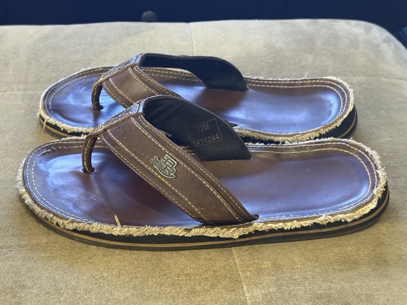 Justin Boots Bent Rail Leather Flip Flops Sandals Mens USA Mens Sz 12 Used