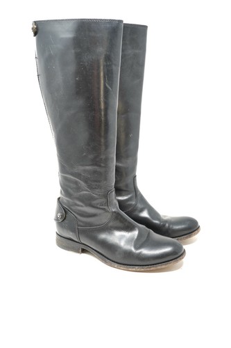 FRYE Melissa schwarz Leder Knopf hinten Reißverschluss kniehohe Reitstiefel Größe 7 B - Bild 3 von 11
