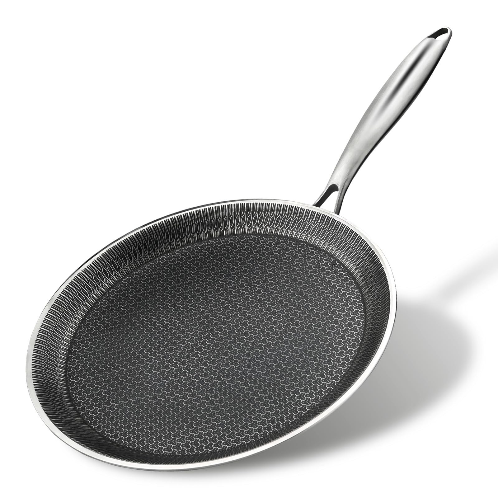 11-Inch Nonstick Stainless Steel Crepe Pan with Honeycomb Coating