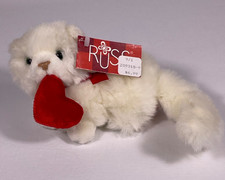 Russ White Cat with Red Heart Plush 7" with Tags 75354