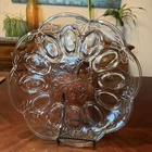 Anchor Hocking Savannah Deviled Egg Plate Clear Glass Embossed Floral Vintage
