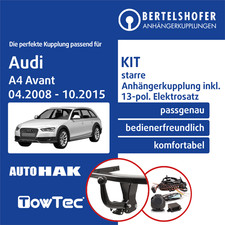 Für AUDI A4 Avant Typ 8K/B8 04.2008-10.2015 AHK starr +13pol spez E-Satz NEU TOP