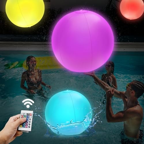 4 Pack Light-Up Beach Balls, 16” Glow-in-The-Dark 16" Glow beach ball - Picture 1 of 6