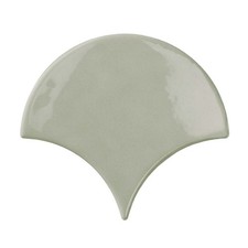 Opal Wall Fish Scale Gloss Mermaid Fan Ceramic Bathroom Tile | Green | 150x134mm