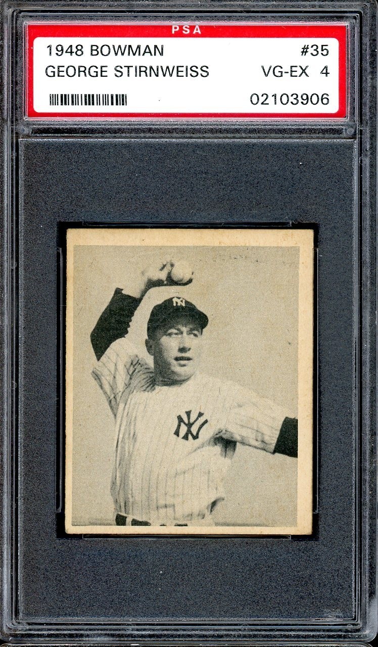 1948 Bowman Baseball #35 George Stirnweiss PSA 4