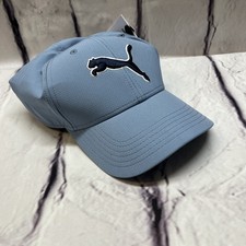 PUMA Stretch Fit Adult Hat Size S/M Blue Pastel w/White NEW