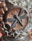 Antique Victorian Oil Kerosene Lamp Metal Base Insects and Grapes — photo 8