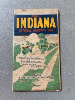 Nice Vintage 1946 Indiana Official Highway Map Road Map State Issued.