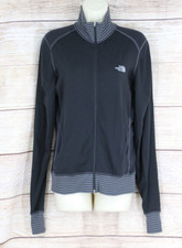 The North Face Women's Full Zip Athletic Jacket Medium Black Fleece Lined Logo