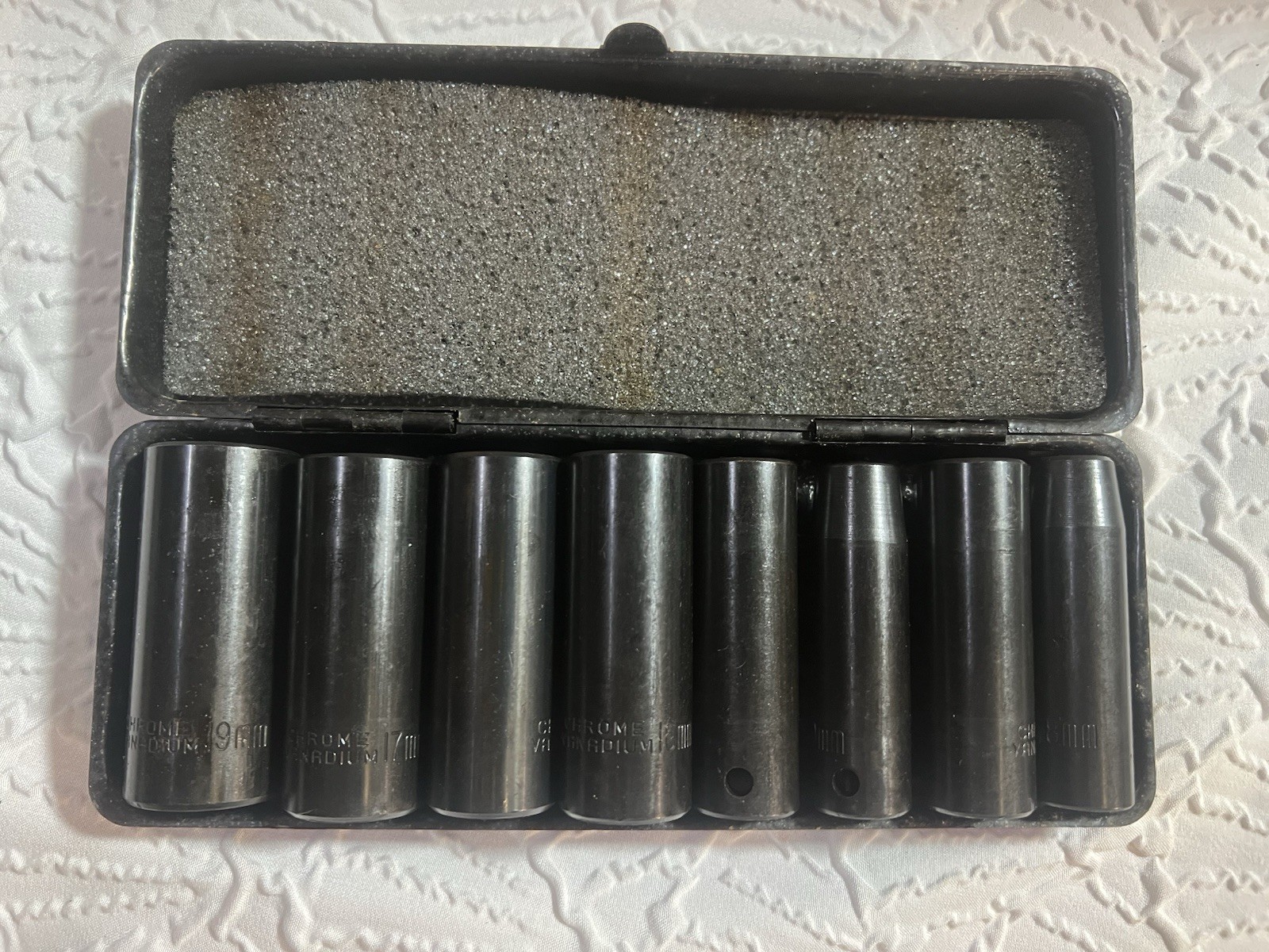 TL1027 Campbell Hausfeld 3/8 Drive Deep Well Metric Socket Set Old Stock Taiwan 