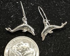 Detailed Sterling Silver Hooks Dolphins Dolphin Earrings Drop Hooks