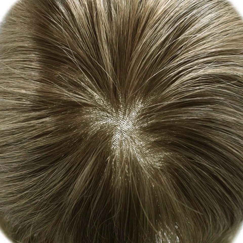 French Lace Front Mens Toupee Hairpiece Human Hair Replacement System Natural US - Image 4 of 4