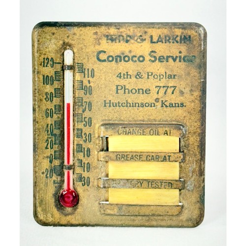 Antique Desk Thermometer Advertising Hipp & Larkin Conoco Hutchinson Kansas RARE