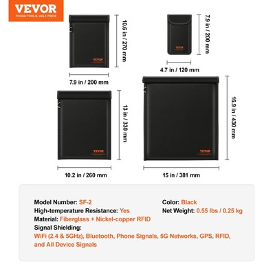VEVOR Faraday Bag, 4 Pack Faraday Pouch Set for Laptop(16.9x15), Tablet(13x10.2)
