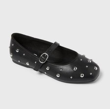 Kids' Stud Ballet Flats Art Class Black Adjustable Buckle, Square Toe, Flexible