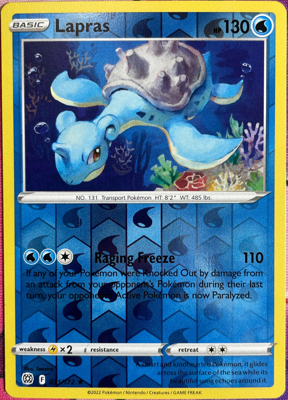 Lapras Reverse Holo Rare - 031/172 - Brilliant Stars Pokemon 2022