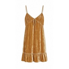 Reformation Polly Gold Velvet Slip Mini Dress Size XS