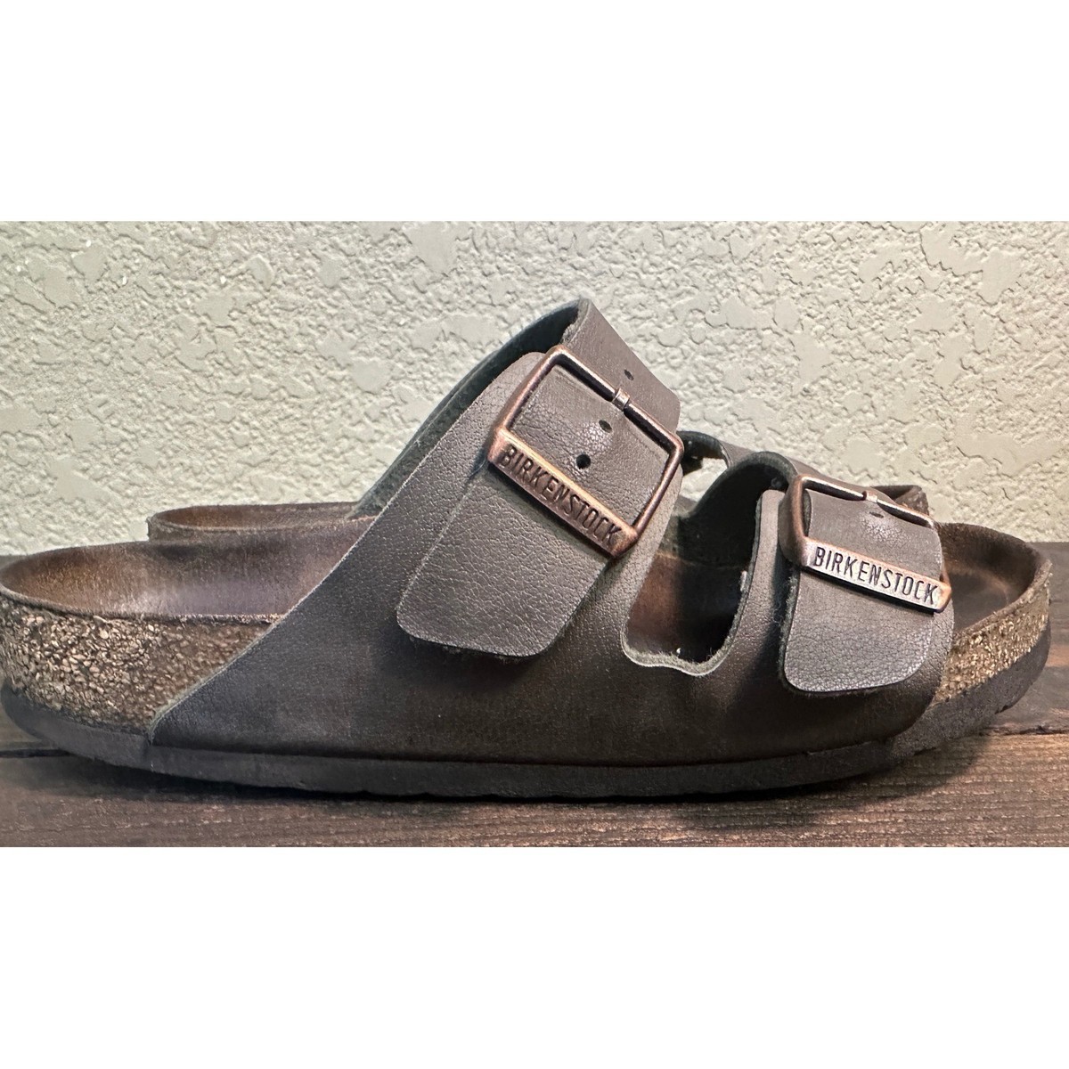 Birkenstock Arizona Brown Two Strap Buckle Slide Sandals  display picture 1