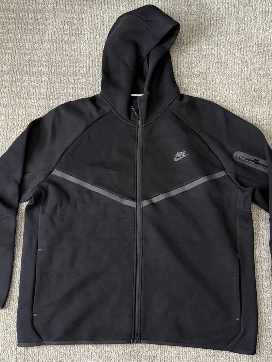 MENS NIKE TECH FLEECE WINDRUNNER FULL ZIP JACKET BLACK/BLACK