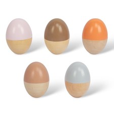 5 Pcs Wooden Baby Egg Shakers 2 inches wide x 3 tall, Multiple Colors