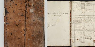 1855 antique LEDGER clarenceville quebec canada CHRISTOPHER & HENRY M DERICK 