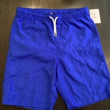 Swim Trunks Size 14H-16H Boys  HUSKY   LANDS END  BLUE Lined Drawstring