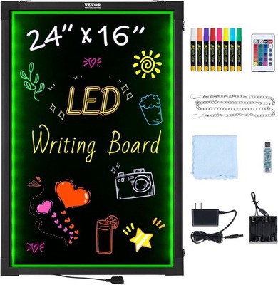 VEVOR LED Message Writing Board 24''x16'' Illuminated W/RC Erasable Lighted Board