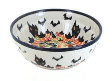 Blue Rose Polish Pottery Haunted House Cereal/Soup Bowl