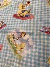 2005 Little Suzy’s Zoo 215 Cotton Fabric Duck PLAID Umbrella Vtg 1Yd X 26”