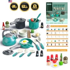 32Pcs Kids Play Kitchen Toys Set, Toddlers Pretend Cooking Playset Acccessori...