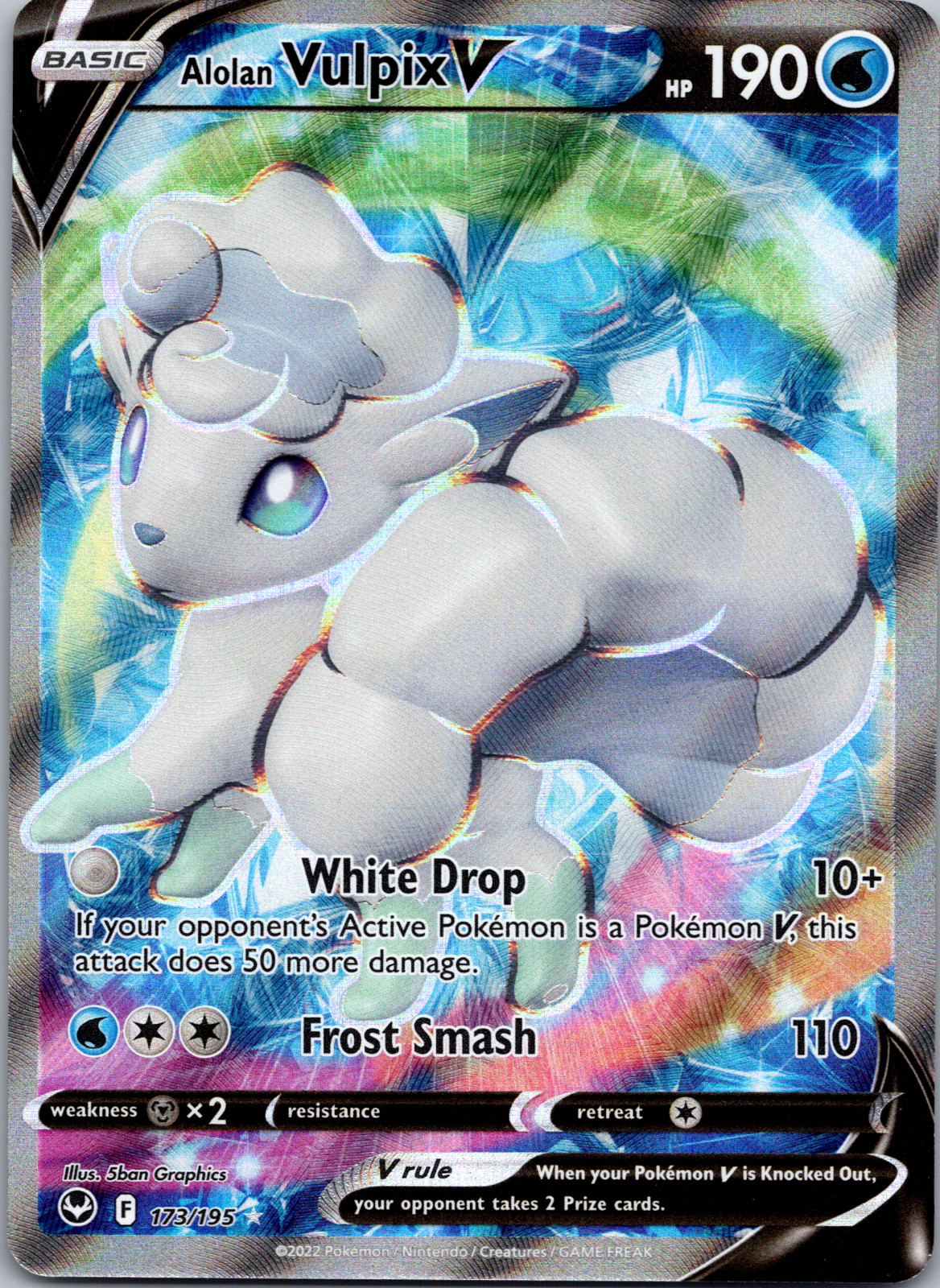 Alolan Vulpix V (Full Art) 173/195 Swsh12: Silver Tempest Holo NM