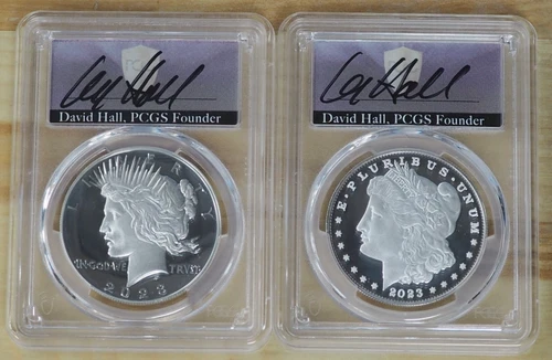 2023-S $1 Proof Morgan & Peace Dollars 2pc Set PCGS PR70DCAM First Day of Issue