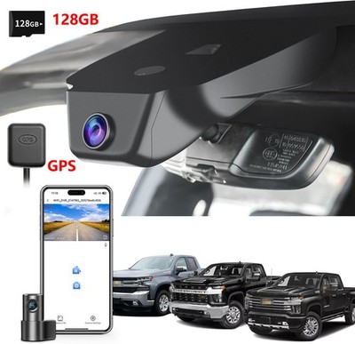 Front 4K & Rear 1080P Dash Cam for Chevy Silverado 1500 2022-26/HD 2024-26 128GB