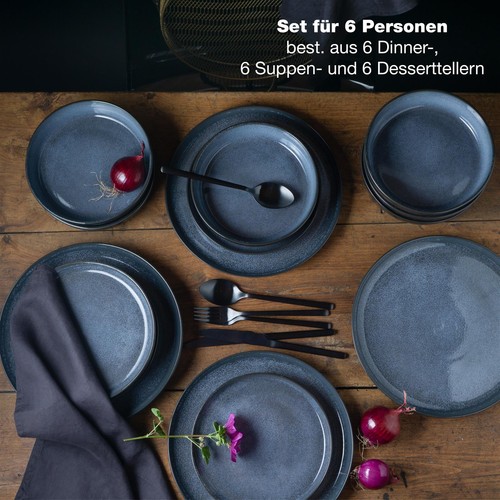Geschirrset 6 Personen blau - Tafelservice 18 teilig - Geschirr Set - Bild 2 von 8