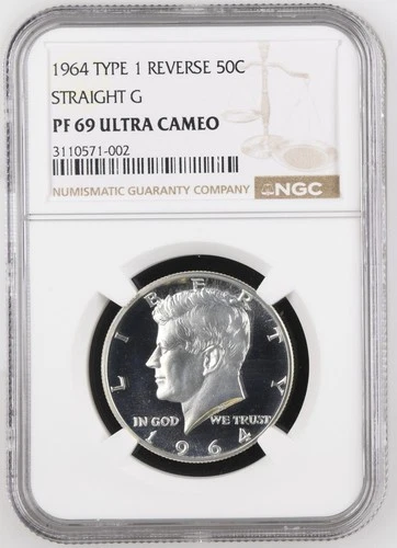 1964 Kennedy Half Straight G NGC PF69 Ultra Cameo POP 2/0 Type 1 PR69 DCAM RARE