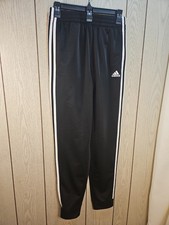 ADIDAS Boys Size XL 18/20 Black White Stripes Athletic Track Pants
