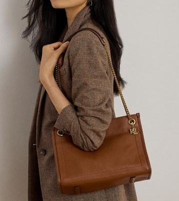 Ralph Lauren Medium Bradley Convertible Shopper Tote Bag Pebbled