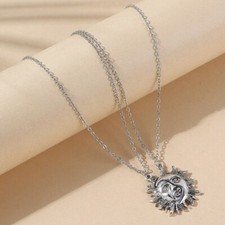 Sun  Moon Double Necklace for couples or friends