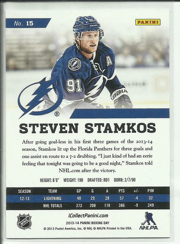2013-14 Panini Boxing Day Absolute #15 Steven Stamkos Tampa Bay Lightning - Image 2 of 2
