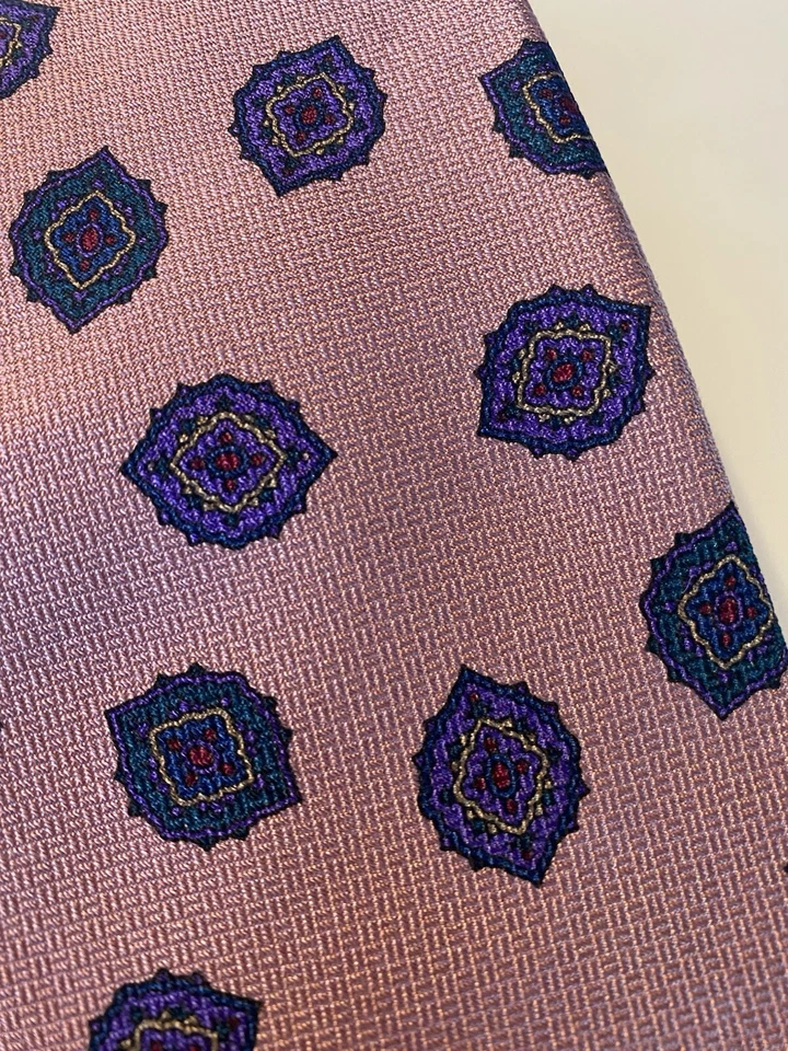 Галстук мужской Brixton Ltd 100% льняной розовый многоцветный геометрический 55 дюймов x 3,5 дюйма - Изображение 2 из 4